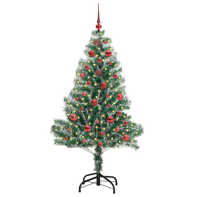 Load image into Gallery viewer, Vidaxl kunstmatige kerstboom sneeuw gevlochten met led licht 150 cm
