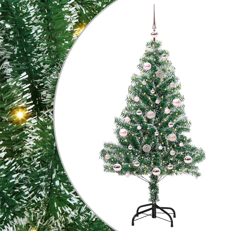 Load image into Gallery viewer, Vidaxl kunstmatige kerstboom sneeuw gevlochten met led licht 150 cm
