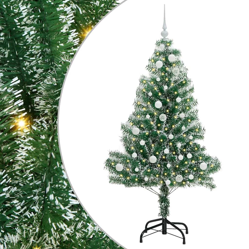 Load image into Gallery viewer, Vidaxl kunstmatige kerstboom sneeuw gevlochten met led licht 150 cm
