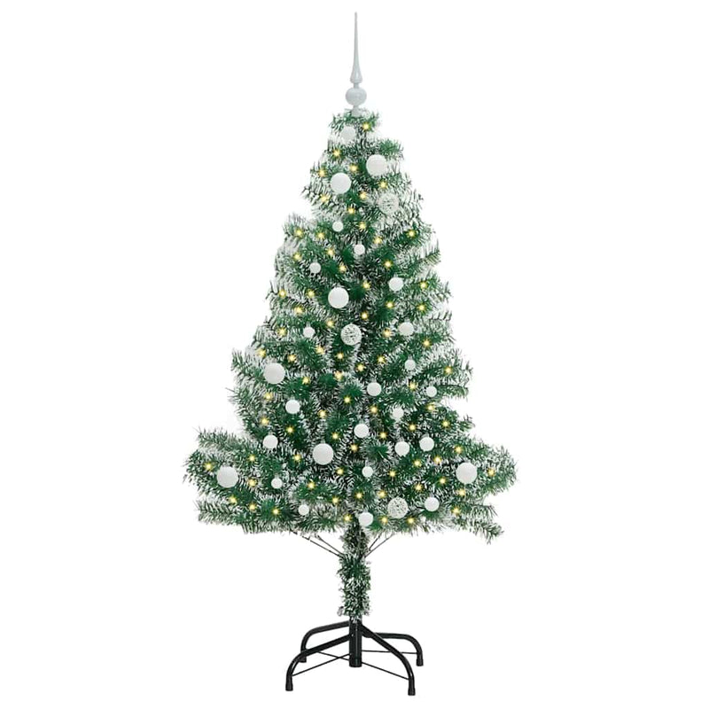 Load image into Gallery viewer, Vidaxl kunstmatige kerstboom sneeuw gevlochten met led licht 150 cm
