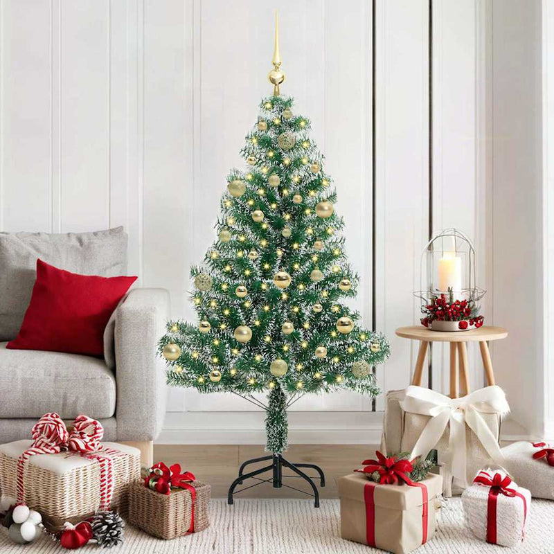 Load image into Gallery viewer, Vidaxl kunstmatige kerstboom sneeuw gevlochten met led licht 150 cm

