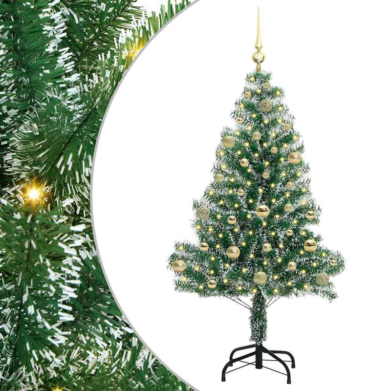 Load image into Gallery viewer, Vidaxl kunstmatige kerstboom sneeuw gevlochten met led licht 150 cm
