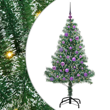 Vidaxl kunstmatige kerstboom sneeuw gevlochten met led licht 150 cm