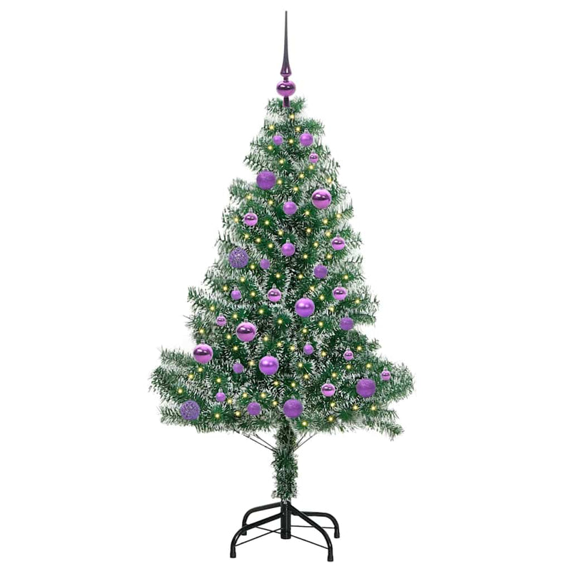 Load image into Gallery viewer, Vidaxl kunstmatige kerstboom sneeuw gevlochten met led licht 150 cm
