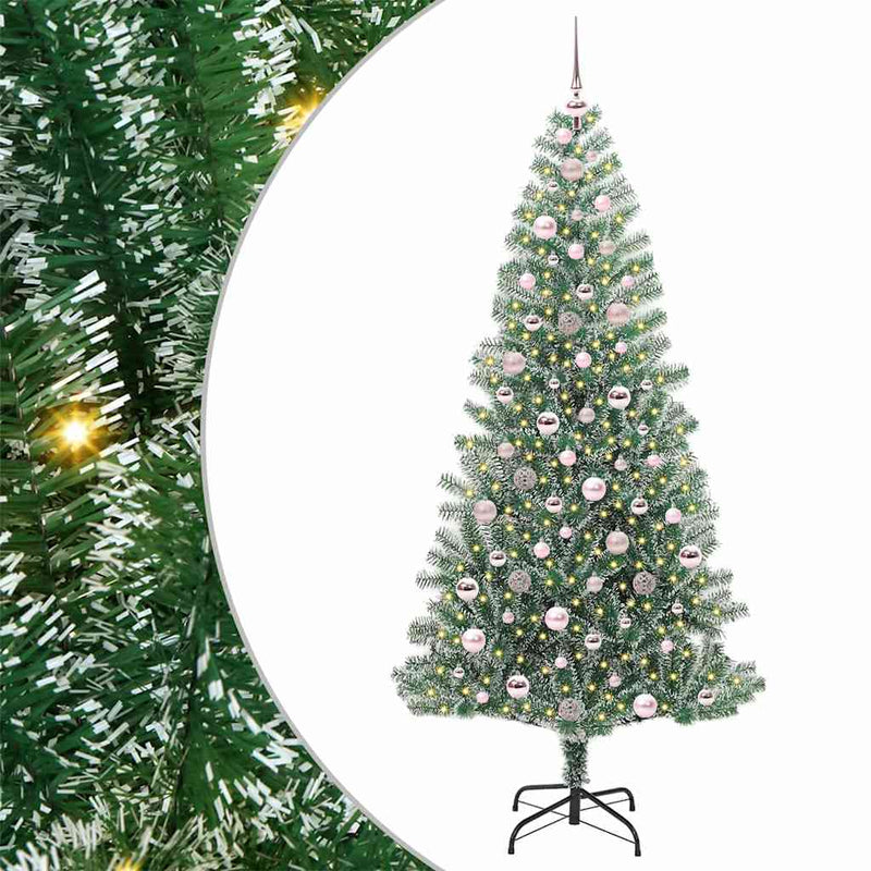 Load image into Gallery viewer, Vidaxl kunstmatige kerstboom sneeuw gevlochten met led licht 210 cm
