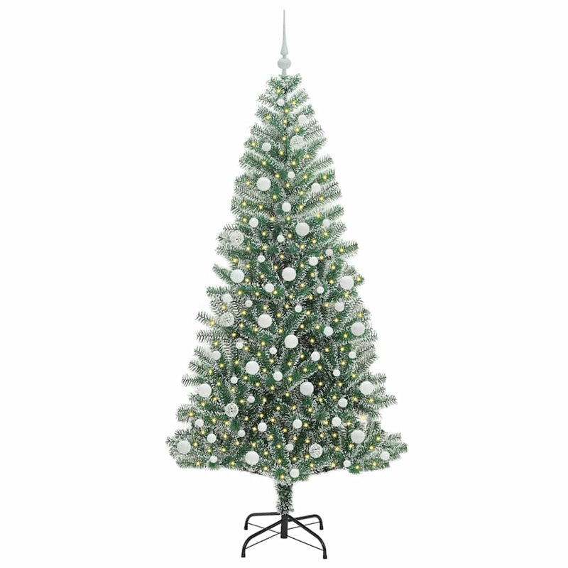 Load image into Gallery viewer, Vidaxl kunstmatige kerstboom sneeuw gevlochten met led licht 210 cm
