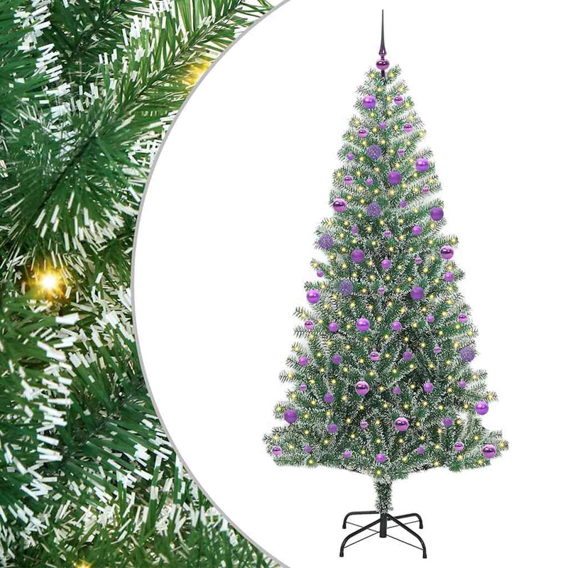 Load image into Gallery viewer, Vidaxl kunstmatige kerstboom sneeuw gevlochten met led licht 210 cm
