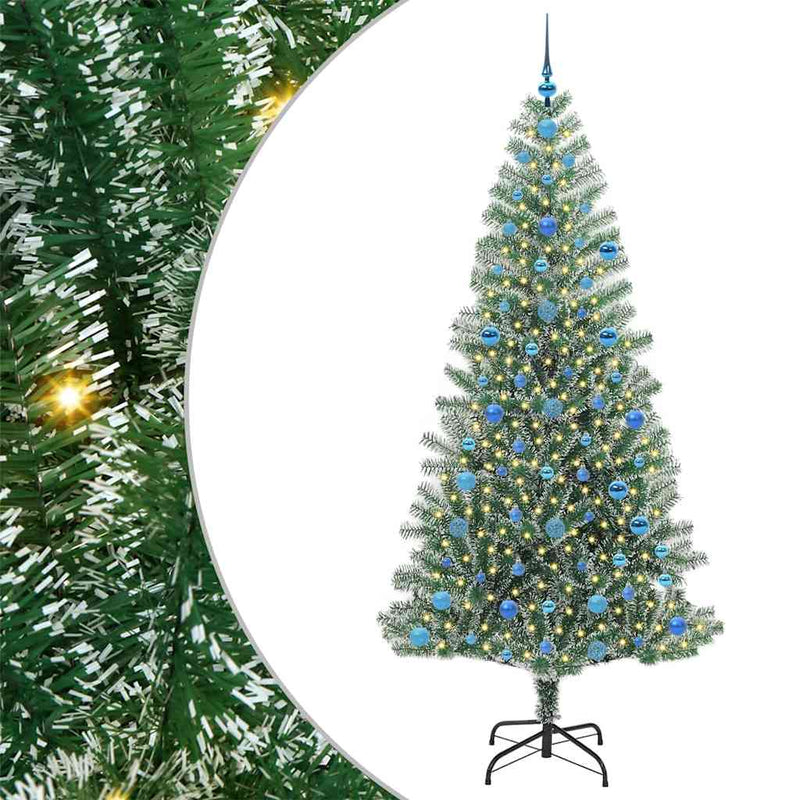 Load image into Gallery viewer, Vidaxl kunstmatige kerstboom sneeuw gevlochten met led licht 210 cm
