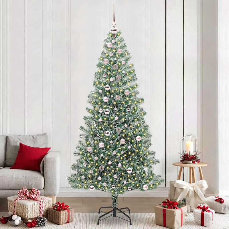 Load image into Gallery viewer, Vidaxl kunstmatige kerstboom sneeuw gevlochten met led licht 240 cm
