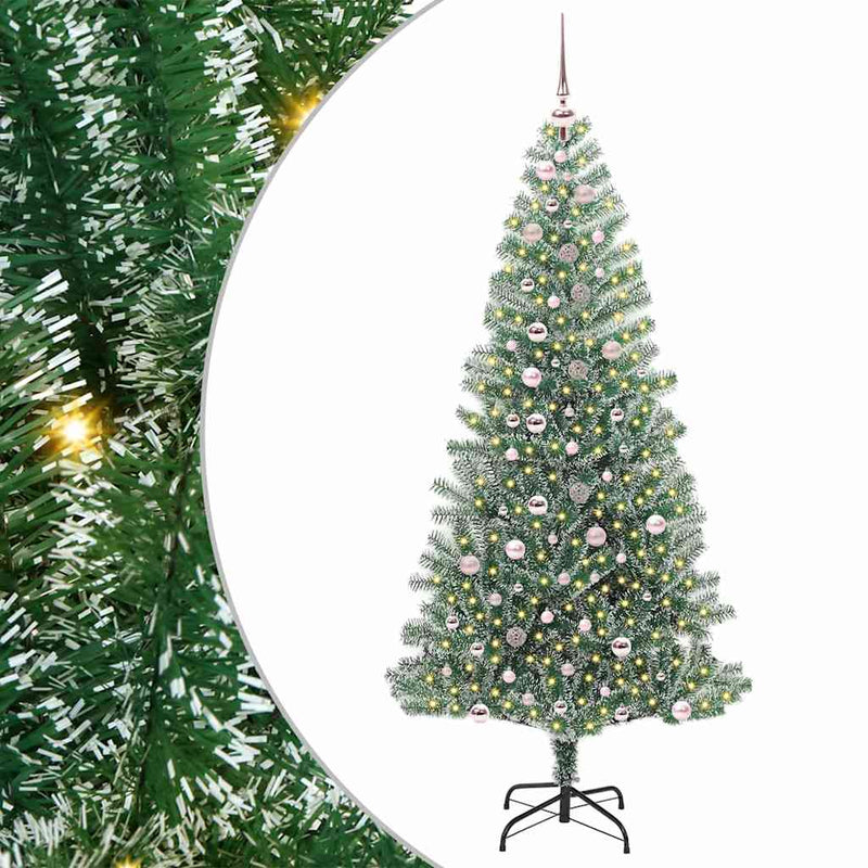 Load image into Gallery viewer, Vidaxl kunstmatige kerstboom sneeuw gevlochten met led licht 240 cm
