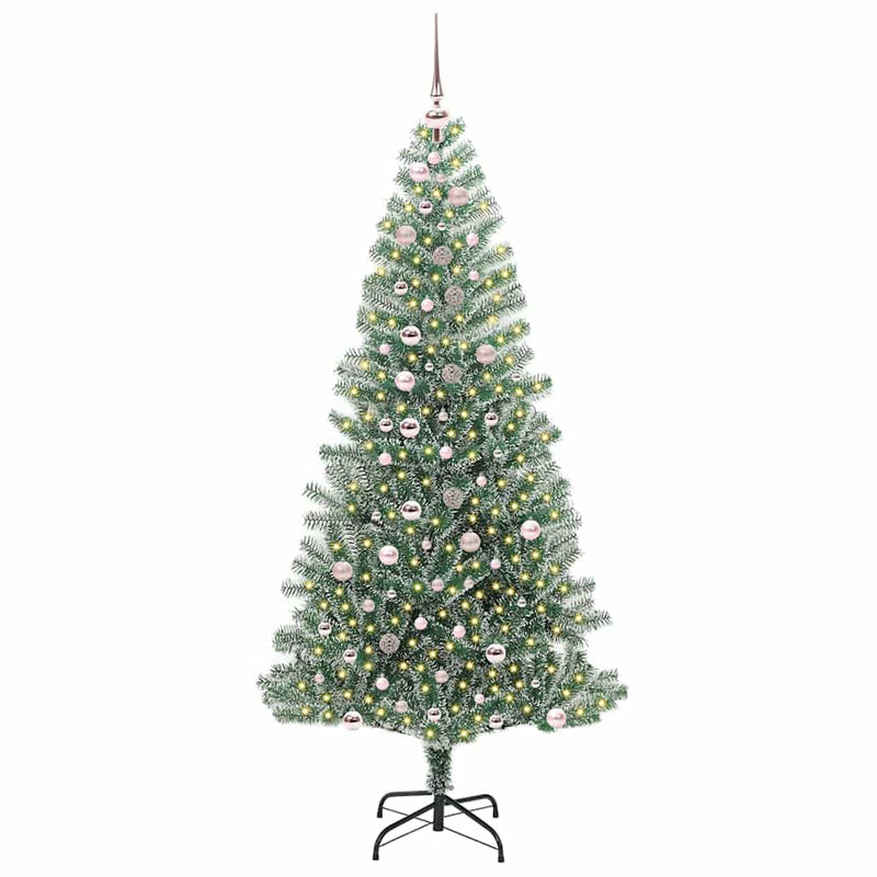 Load image into Gallery viewer, Vidaxl kunstmatige kerstboom sneeuw gevlochten met led licht 240 cm

