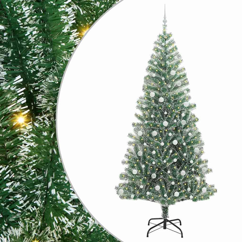 Load image into Gallery viewer, Vidaxl kunstmatige kerstboom sneeuw gevlochten met led licht 240 cm

