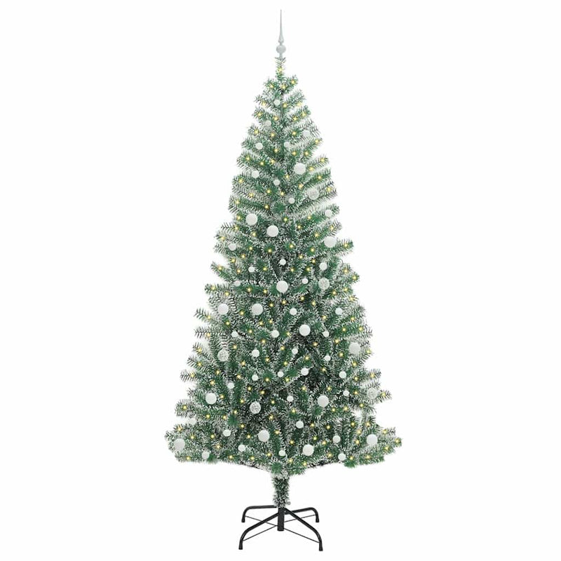 Load image into Gallery viewer, Vidaxl kunstmatige kerstboom sneeuw gevlochten met led licht 240 cm
