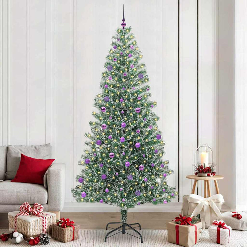 Load image into Gallery viewer, Vidaxl kunstmatige kerstboom sneeuw gevlochten met led licht 240 cm
