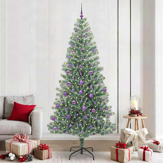 Vidaxl kunstmatige kerstboom sneeuw gevlochten met led licht 240 cm