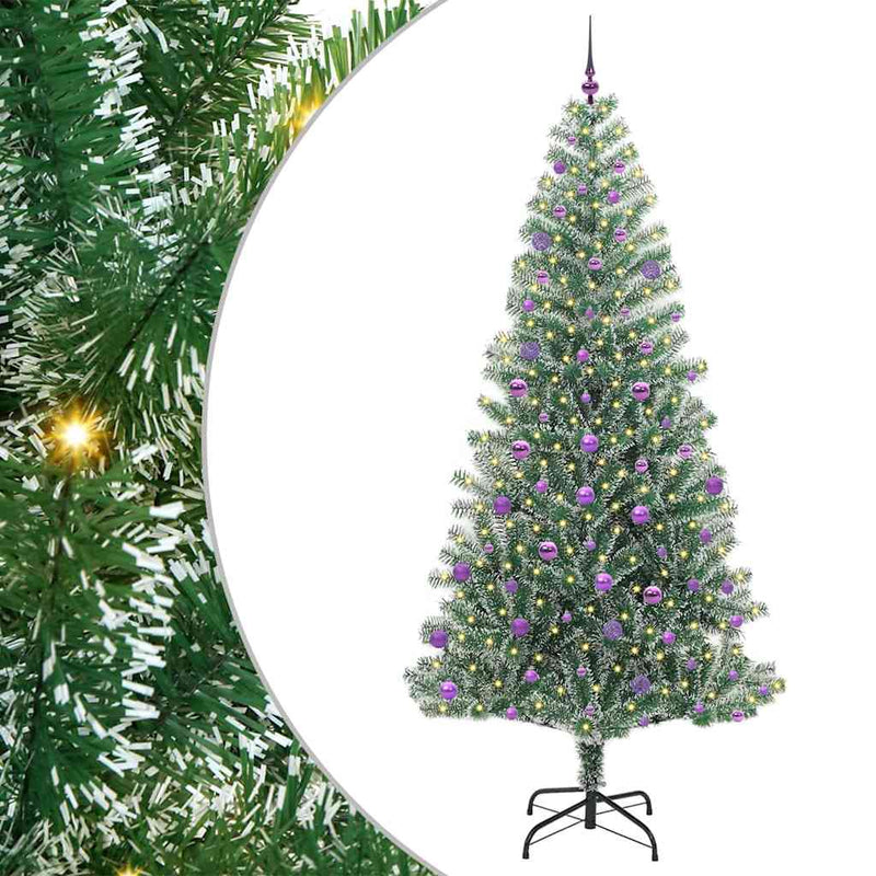 Load image into Gallery viewer, Vidaxl kunstmatige kerstboom sneeuw gevlochten met led licht 240 cm
