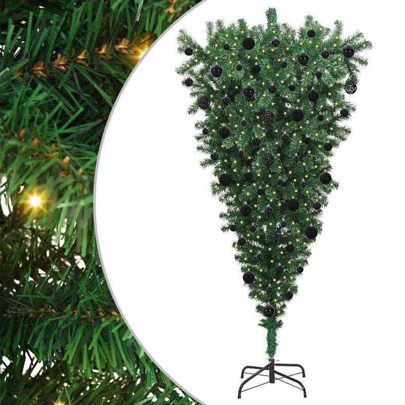 Load image into Gallery viewer, Vidaxl ondersteboven kunstkerstboom met ballenset groen 210 cm pvc
