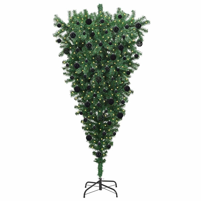 Load image into Gallery viewer, Vidaxl ondersteboven kunstkerstboom met ballenset groen 210 cm pvc
