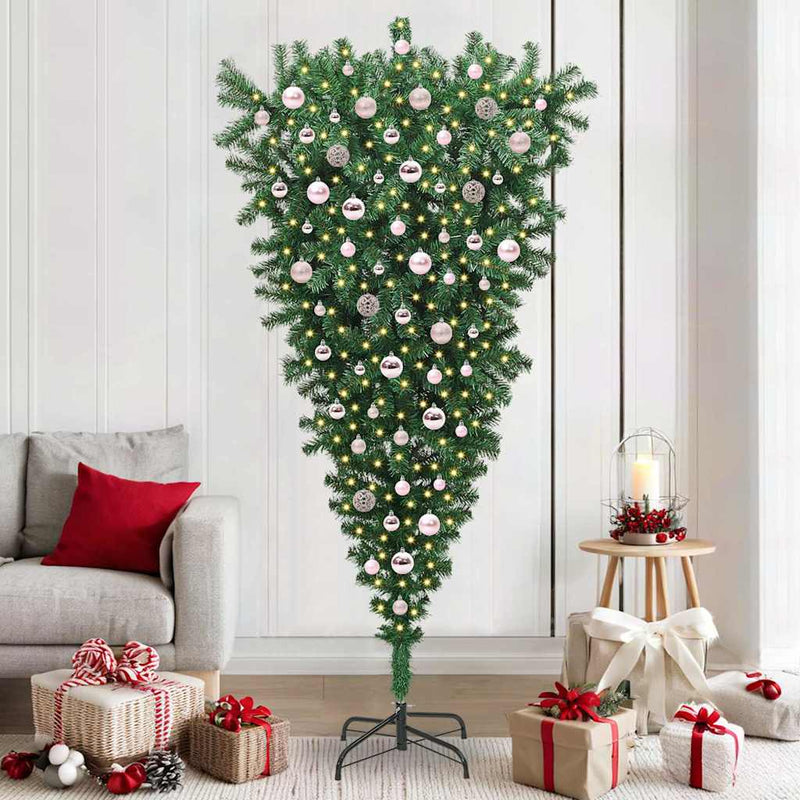 Load image into Gallery viewer, Vidaxl ophang kunst kerstboom met ballenset groen 210 cm pvc
