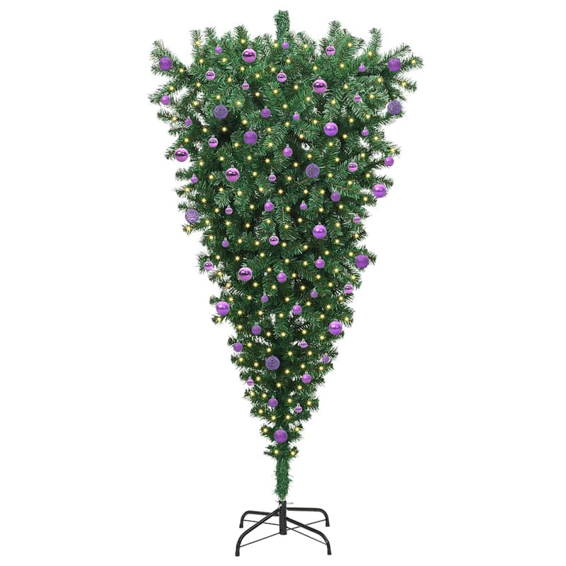 Load image into Gallery viewer, Vidaxl ondersteboven kunst kerstboom met ballenset groen 210 cm pvc

