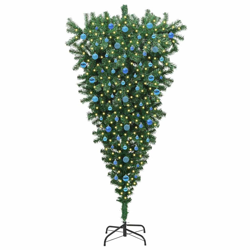 Load image into Gallery viewer, Vidaxl ondersteboven kunst kerstboom met ballenset groen 210 cm pvc
