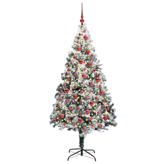 Vidaxl kunstkerstboom met 300 led wit 180 cm pvc en staal en kunststof