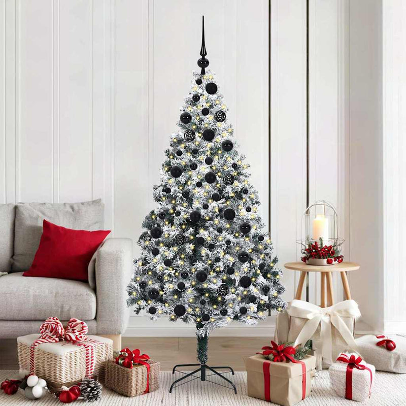 Load image into Gallery viewer, Vidaxl kunstkerstboom met 300 led wit 180 cm pvc en staal en kunststof
