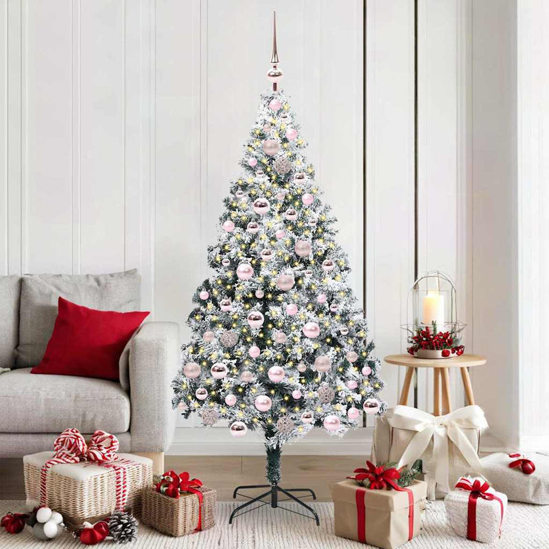 Load image into Gallery viewer, Vidaxl kunstkerstboom met 300 led wit 180 cm pvc en staal en kunststof
