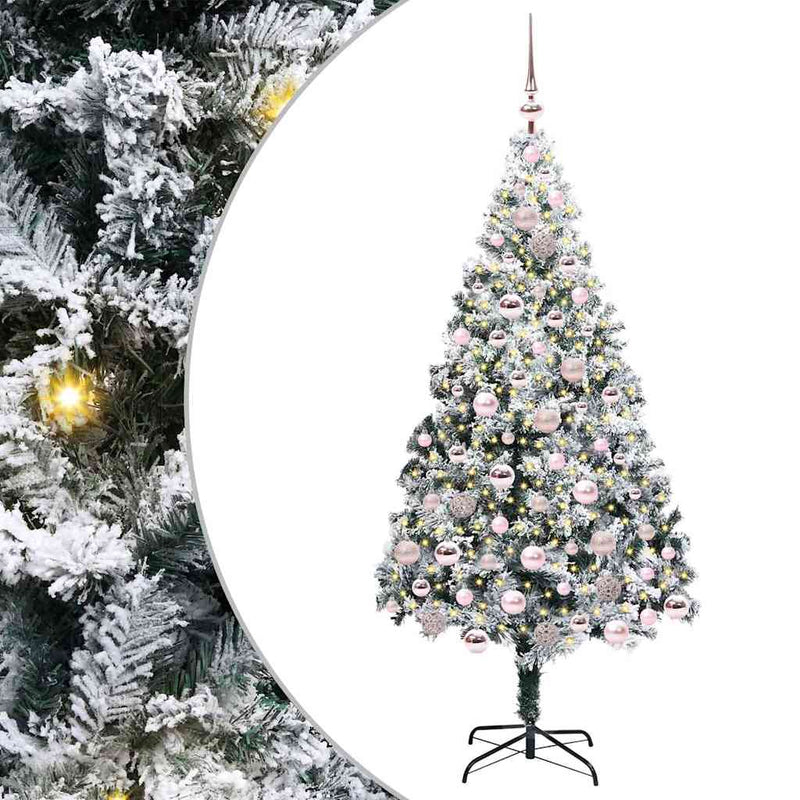 Load image into Gallery viewer, Vidaxl kunstkerstboom met 300 led wit 180 cm pvc en staal en kunststof
