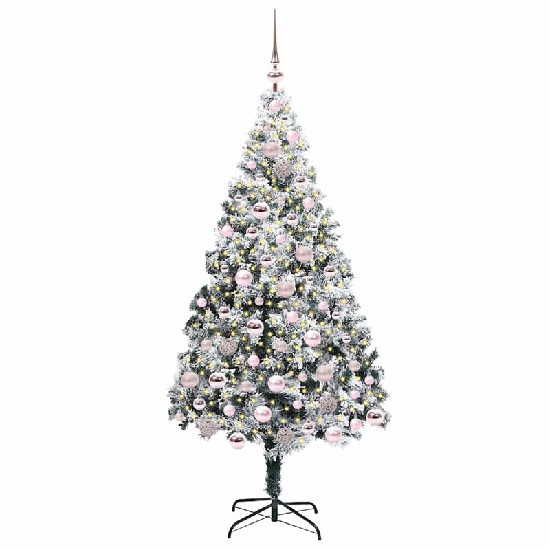 Load image into Gallery viewer, Vidaxl kunstkerstboom met 300 led wit 180 cm pvc en staal en kunststof
