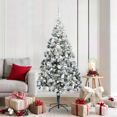 Vidaxl kunstkerstboom met 300 led wit 180 cm pvc en staal en kunststof
