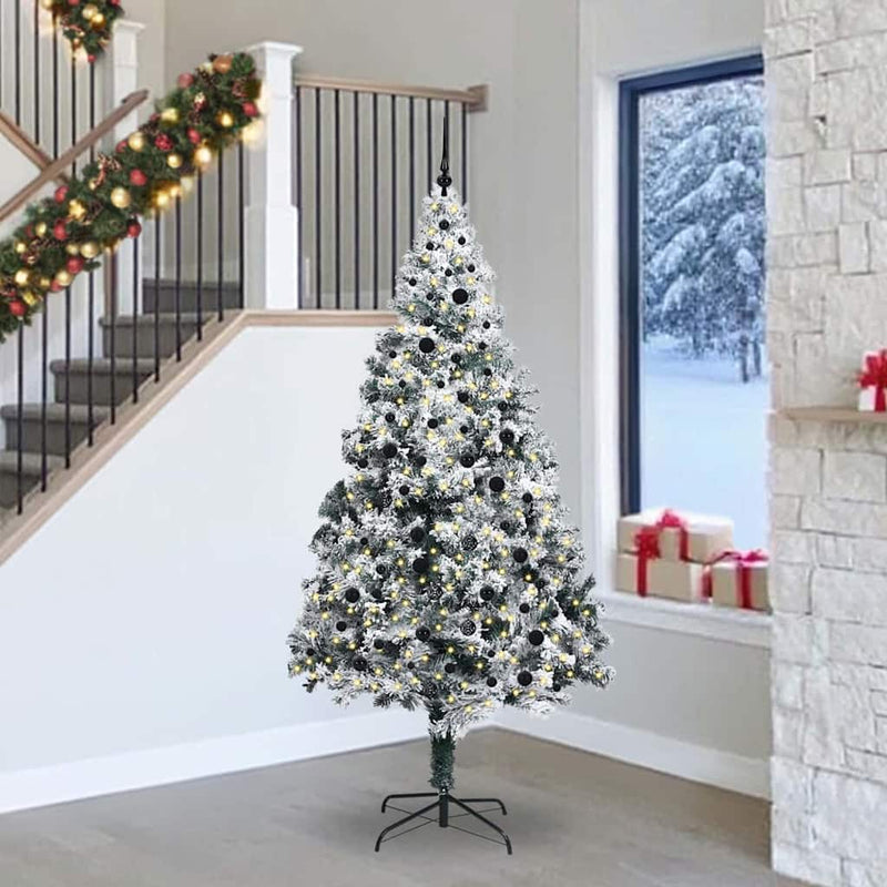 Load image into Gallery viewer, Vidaxl kunstkerstboom met 300 led wit 240 cm pvc en staal en kunststof
