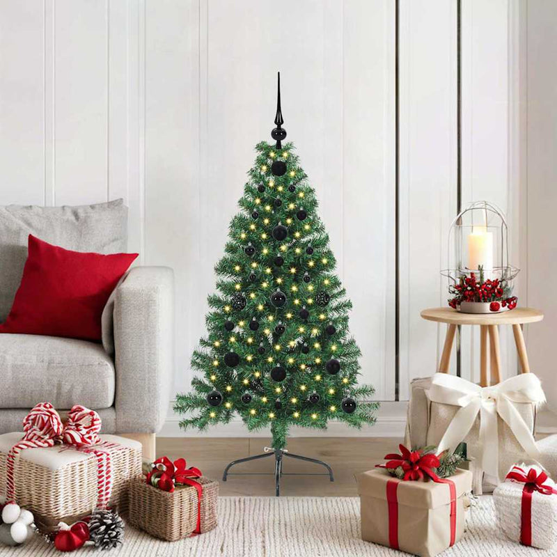 Load image into Gallery viewer, Vidaxl kunstmatig voorverlicht kerstboom met 150 led groen 120 cm pvc
