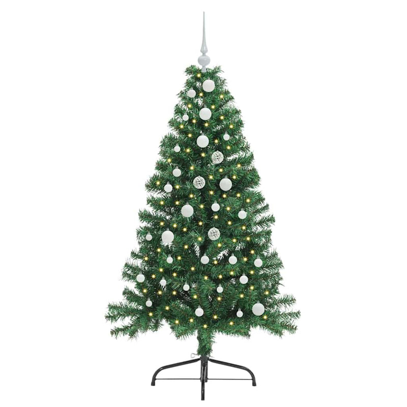 Load image into Gallery viewer, Vidaxl kunstmatig voorverlicht kerstboom met 150 led groen 150 cm pvc
