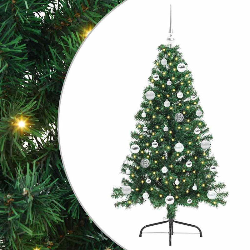 Load image into Gallery viewer, Vidaxl kunstmatig voorverlicht kerstboom met 150 led groen 150 cm pvc
