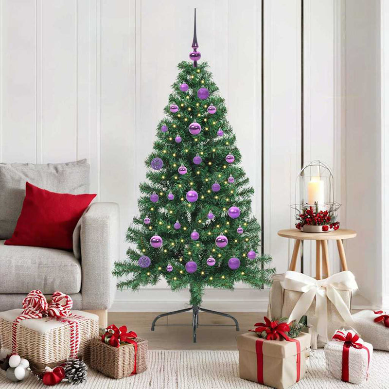 Load image into Gallery viewer, Vidaxl kunstmatig voorverlicht kerstboom met 150 led groen 150 cm pvc
