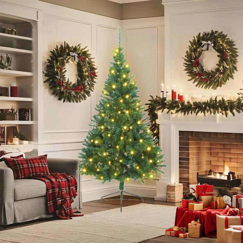 Load image into Gallery viewer, Vidaxl kunstmatig voorverlicht kerstboom met 300 led groen 180 cm pvc
