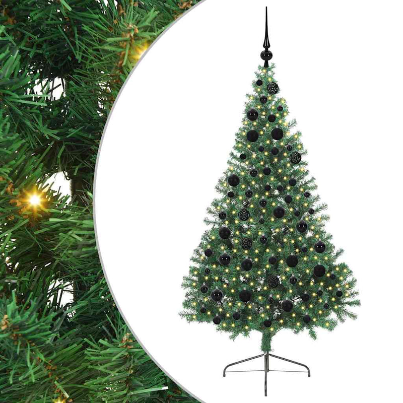 Load image into Gallery viewer, Vidaxl kunstmatig voorverlicht kerstboom met 300 led groen 180 cm pvc
