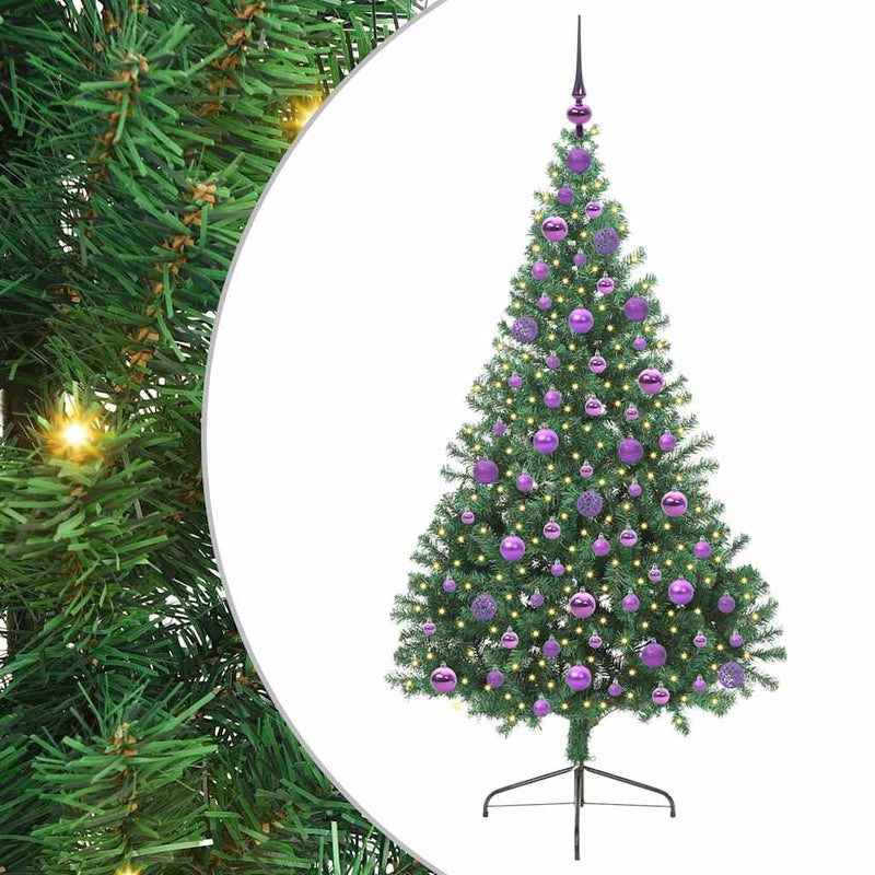 Load image into Gallery viewer, Vidaxl kunstmatig voorverlicht kerstboom met 300 led groen 180 cm pvc
