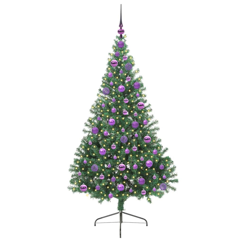 Load image into Gallery viewer, Vidaxl kunstmatig voorverlicht kerstboom met 300 led groen 180 cm pvc

