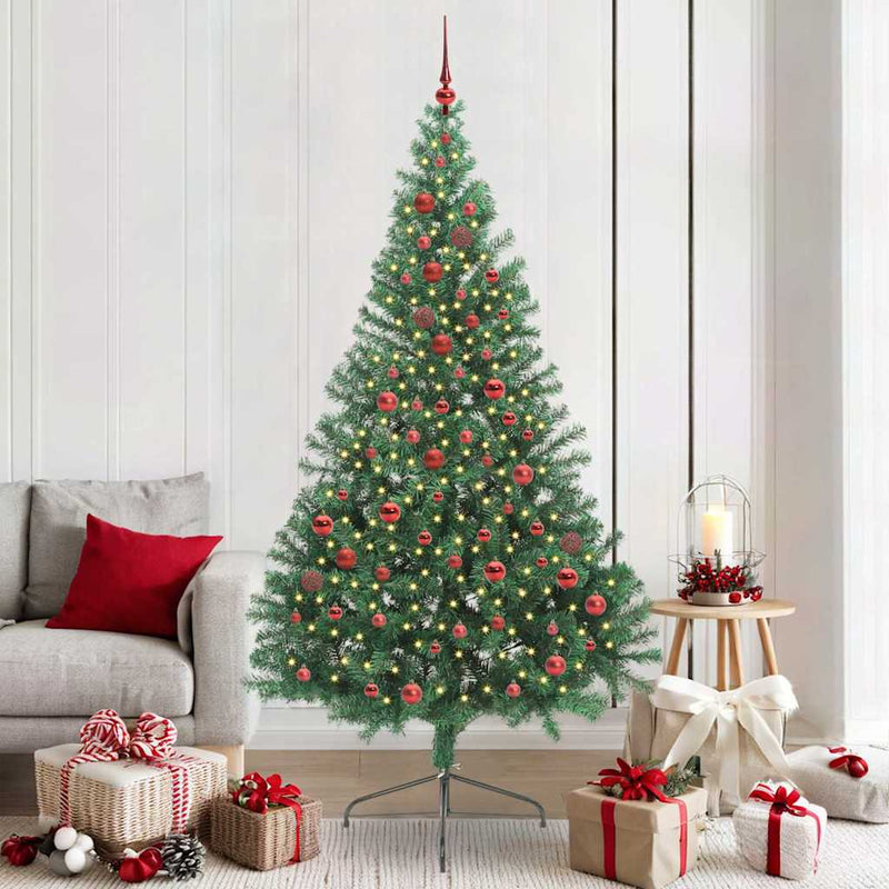 Load image into Gallery viewer, Vidaxl kunstmatig voorverlicht kerstboom met 300 led groen 210 cm pvc
