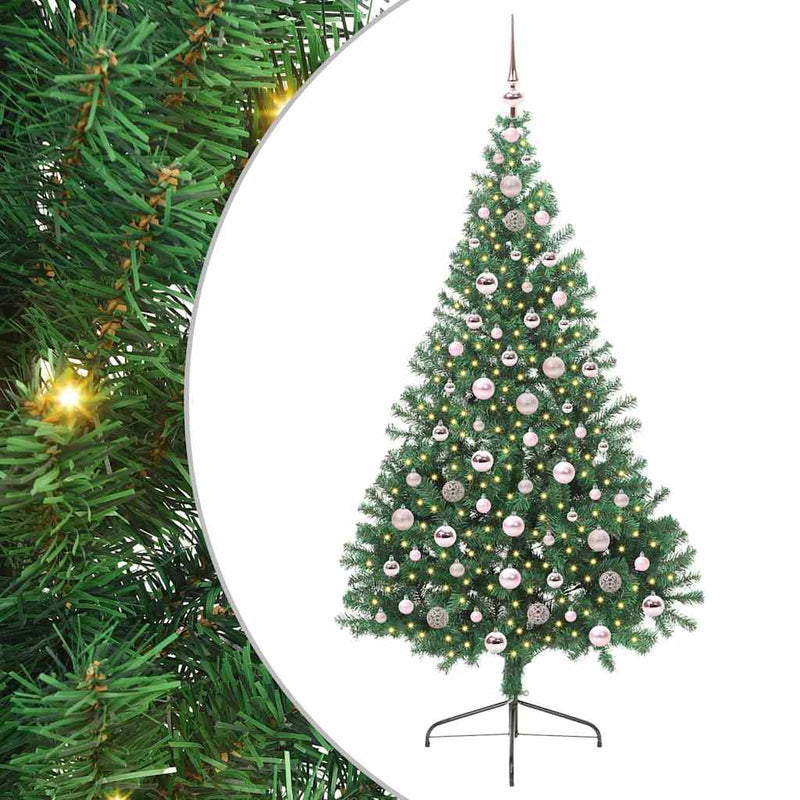 Load image into Gallery viewer, Vidaxl kunstmatig voorverlicht kerstboom met 300 led groen 210 cm pvc

