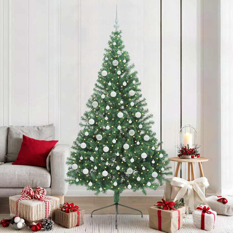 Load image into Gallery viewer, Vidaxl kunstmatig voorverlicht kerstboom met 300 led groen 210 cm pvc
