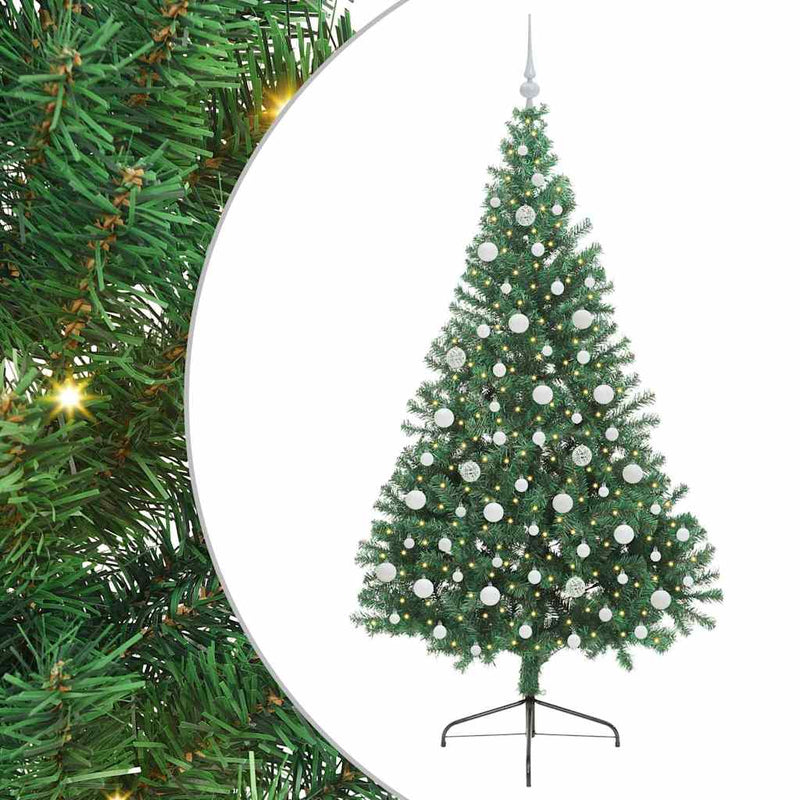 Load image into Gallery viewer, Vidaxl kunstmatig voorverlicht kerstboom met 300 led groen 210 cm pvc
