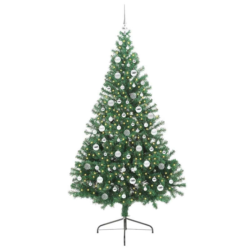 Load image into Gallery viewer, Vidaxl kunstmatig voorverlicht kerstboom met 300 led groen 210 cm pvc
