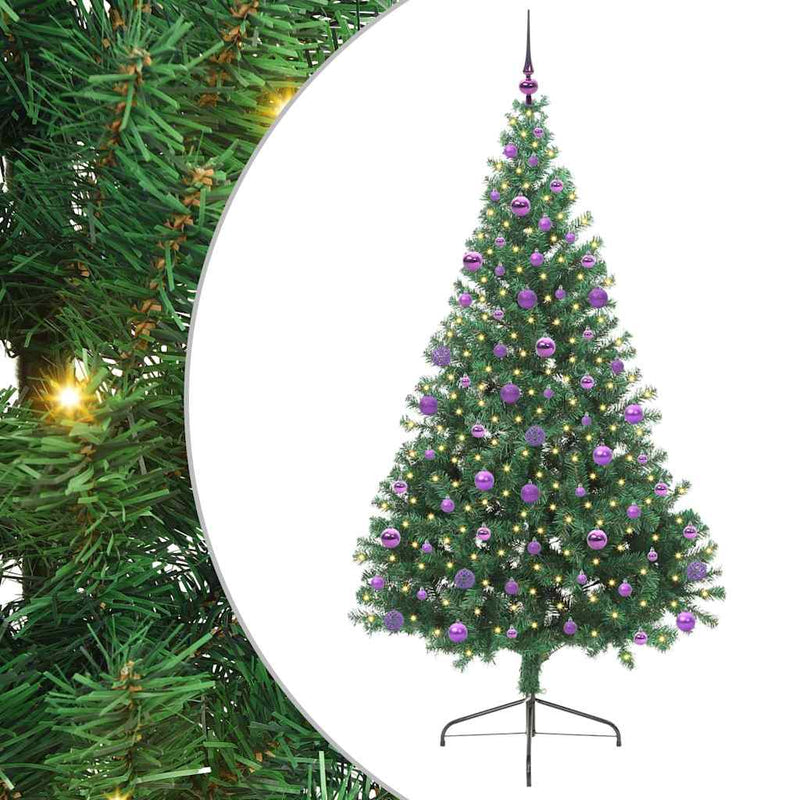 Load image into Gallery viewer, Vidaxl kunstmatig voorverlicht kerstboom met 300 led groen 210 cm pvc
