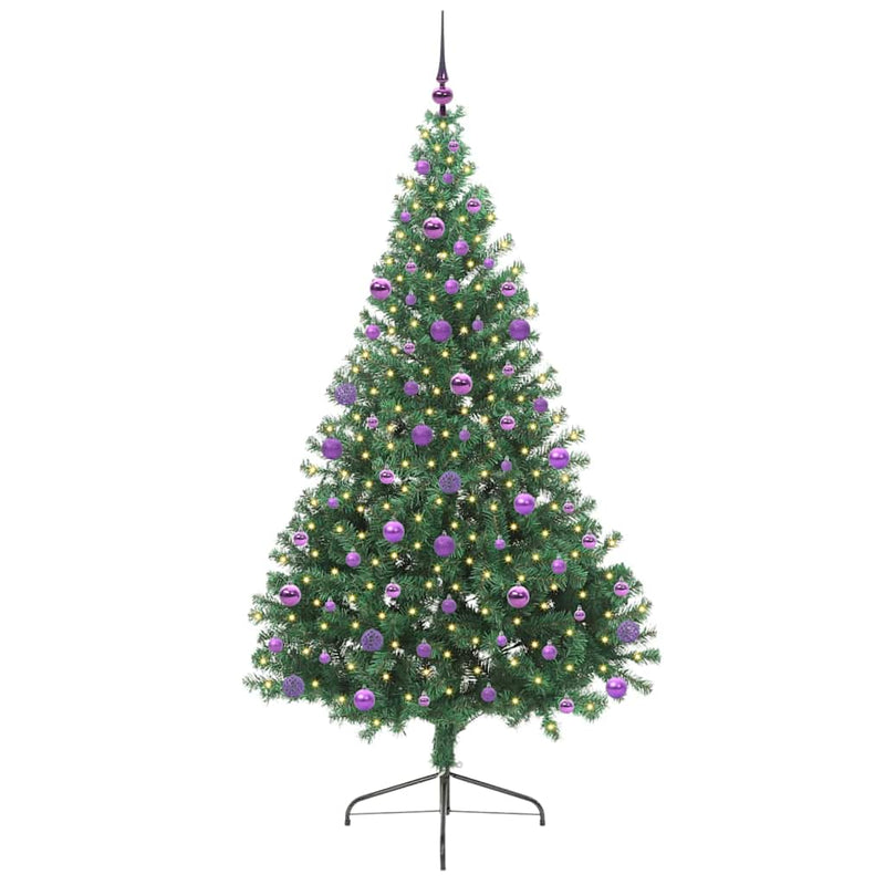 Load image into Gallery viewer, Vidaxl kunstmatig voorverlicht kerstboom met 300 led groen 210 cm pvc

