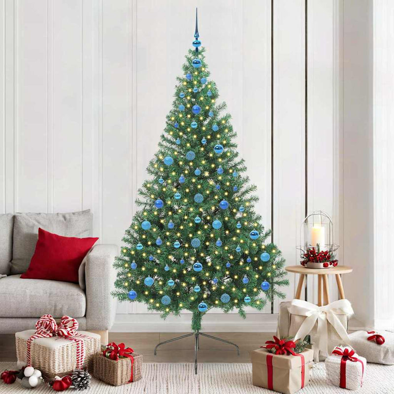 Load image into Gallery viewer, Vidaxl kunstmatig voorverlicht kerstboom met 300 led groen 210 cm pvc

