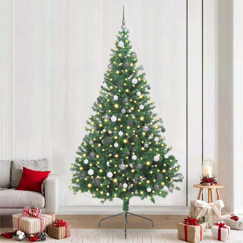 Load image into Gallery viewer, Vidaxl kunstmatig voorverlicht kerstboom met 300 led groen 240 cm pvc
