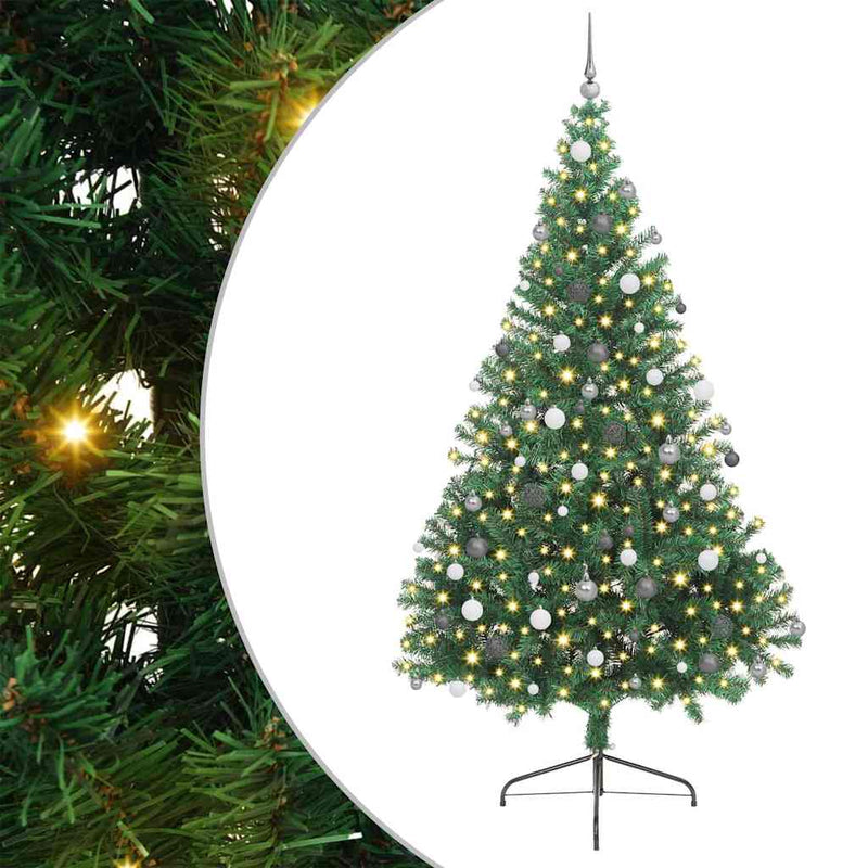 Load image into Gallery viewer, Vidaxl kunstmatig voorverlicht kerstboom met 300 led groen 240 cm pvc
